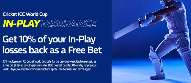 William Hill Cricket World Cup In-Play Insurance