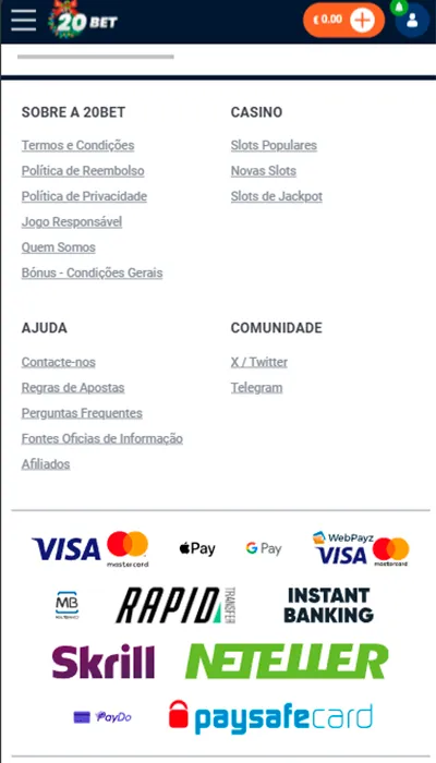 Segurança 20Bet