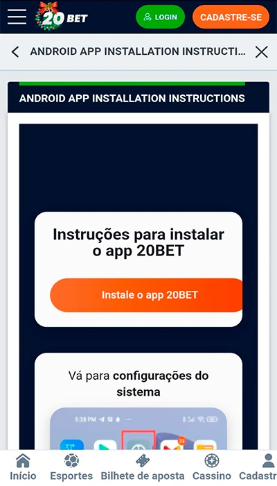 Aplicativo 20bet