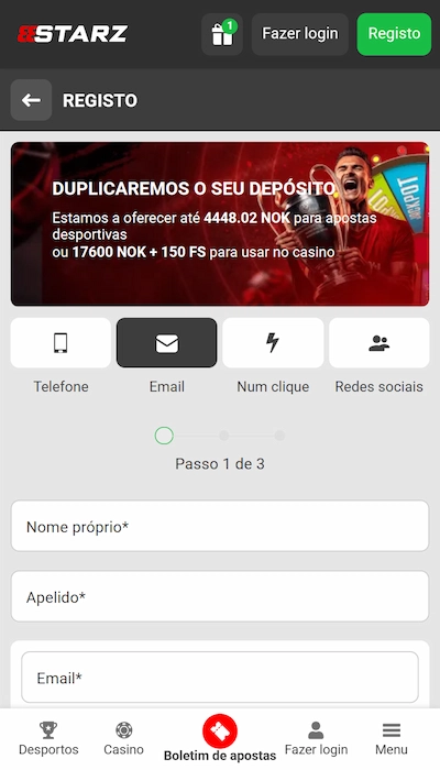 Código promocional 888Starz - 1