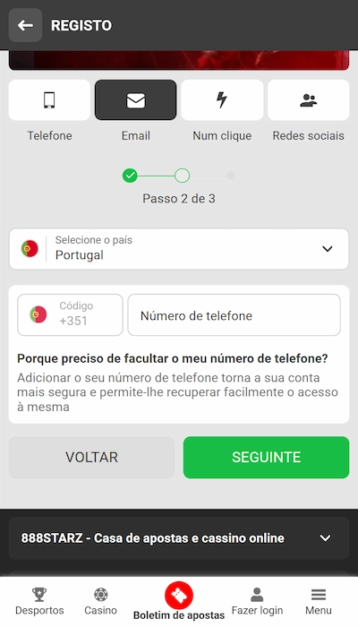 Código promocional 888Starz - 2