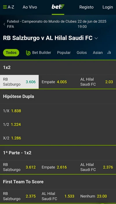 As odds do Bet7