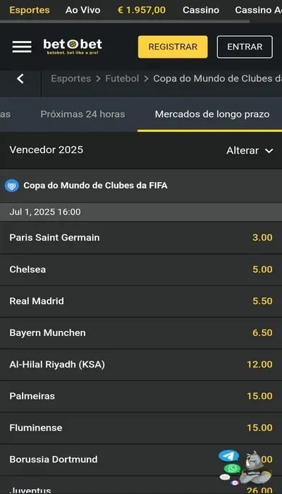 As apostas outright no Betobet