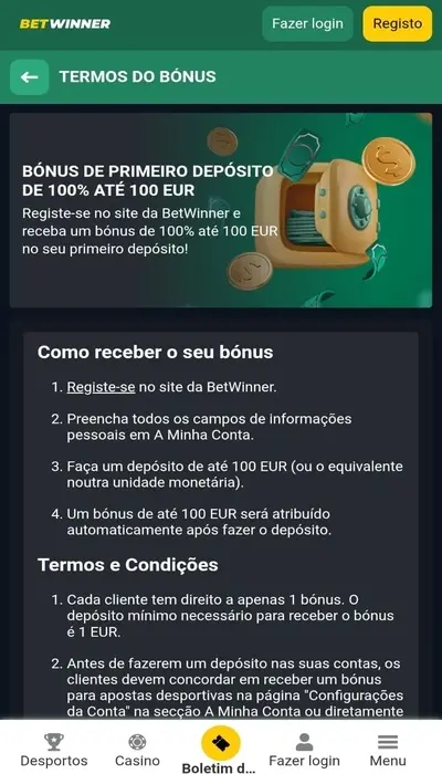 Nossas explicações sobre o bônus Betwinner
