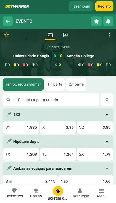 Betwinner ao vivo: o que valem as apostas em direto?