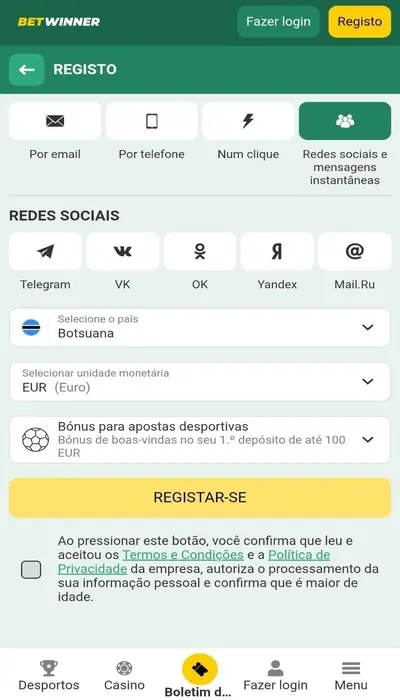 Registro Betwinner