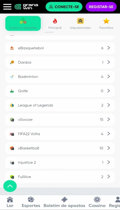 As apostas nos Esportes Virtuais no GranaWin