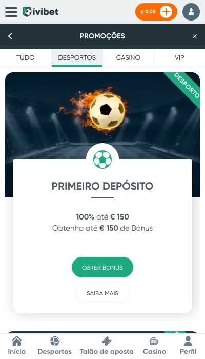 Sobre a promoção de boas-vindas 100% apostas esportivas da Ivibet