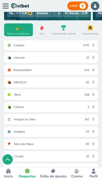 As competições onde é possível apostar na Ivibet