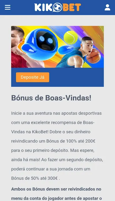 oferta boas-vindas kikobet