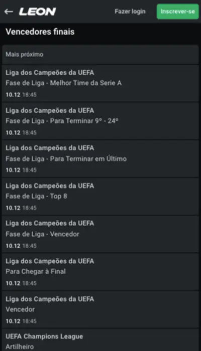 As apostas outright no Leonbet