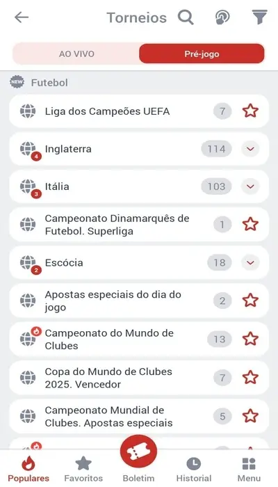 As competições onde é possível apostar na Megapari
