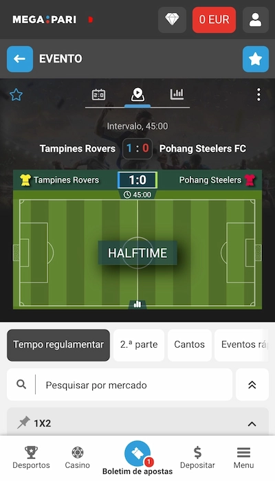 Megapari ao vivo: o que valem as apostas em direto?