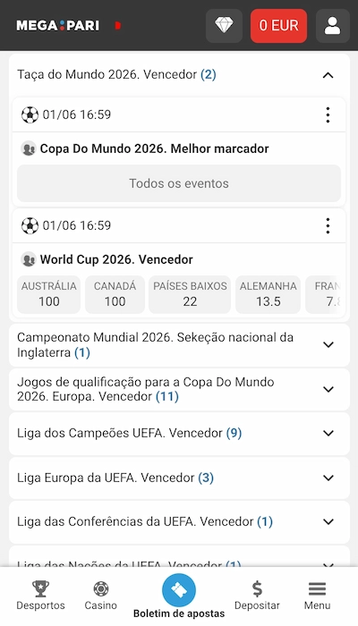 As apostas outright na Megapari