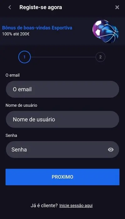 primeira página cadastro