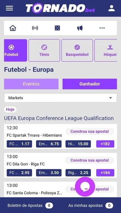 Apostas esportivas da Tornadobet
