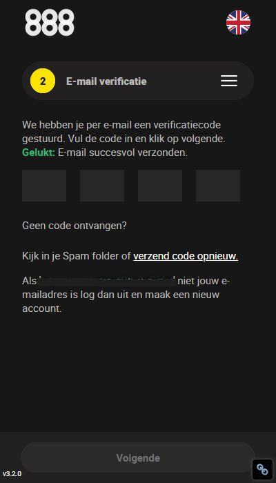 Registratie 888: e-mailadres