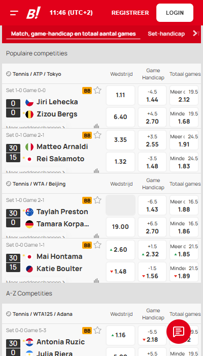 Live wedden bij Bingoal
