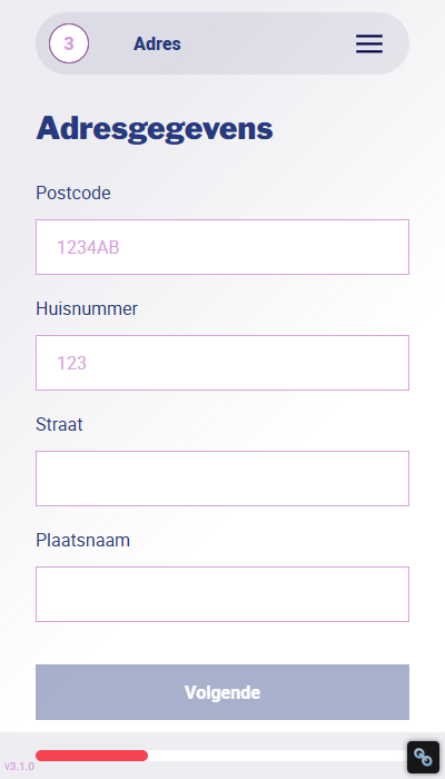 Bingoal registratie - adresgegevens