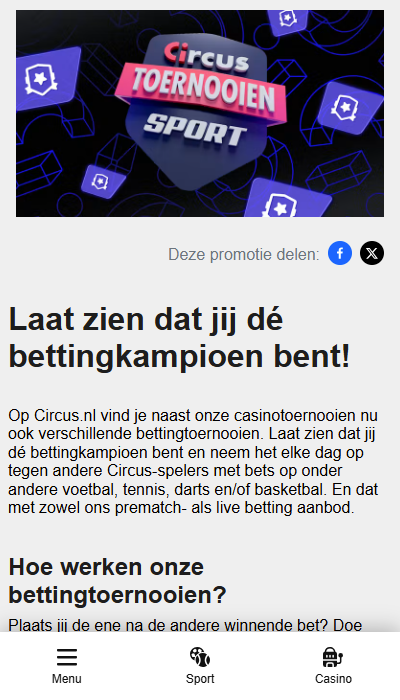 Circus promotie - Betting Toernooien