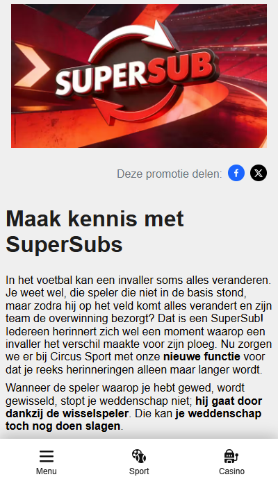 Circus promotie - supersub