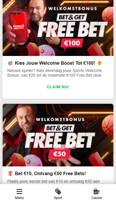 Circus Nederland - welkomstbonus
