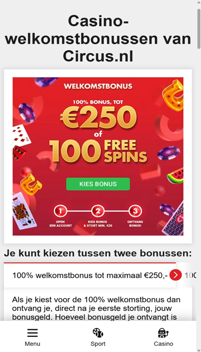Circus casino promotie