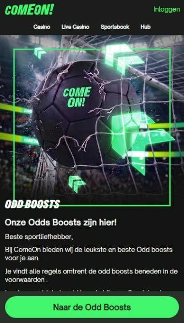 ComeOn promotie - odds boost