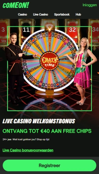 ComeOn - welkomstbonus live casino