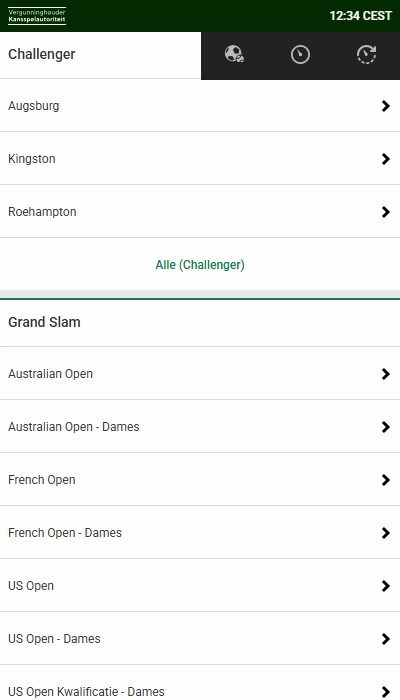Unibet: competities voor weddenschappen