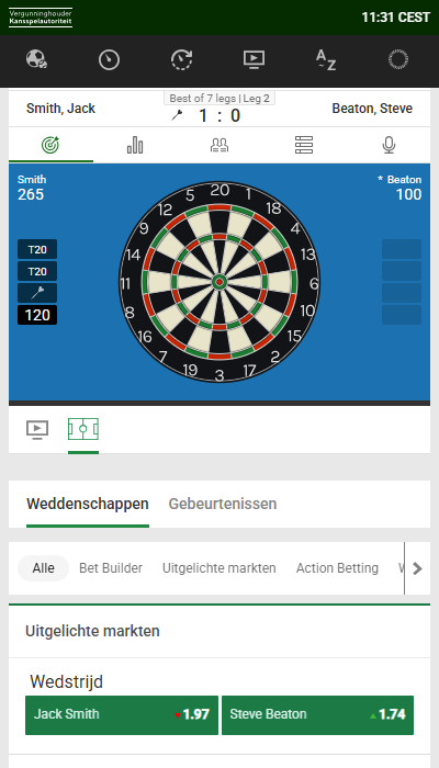Live wedden bij Unibet