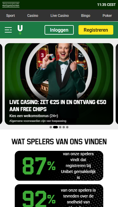 Unibet - live casino welkomstbonus
