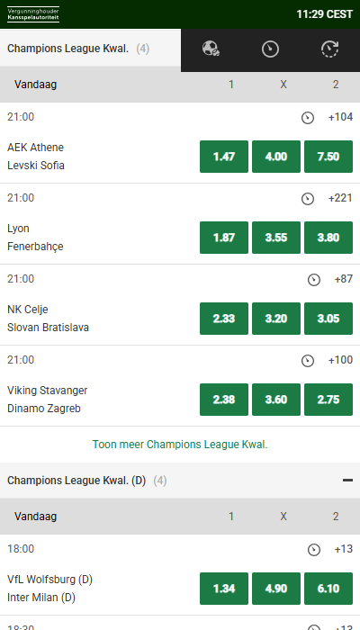 Sportwedden bij Unibet