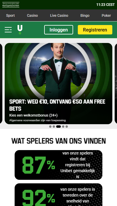 Unibet - welkomstbonus sport