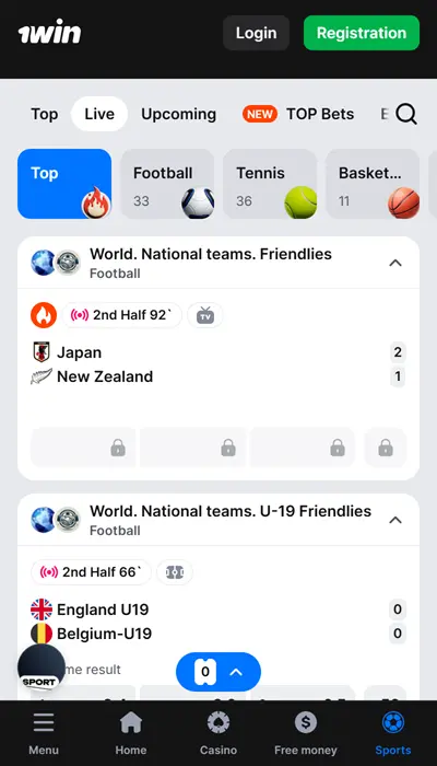 Live betting at 1win