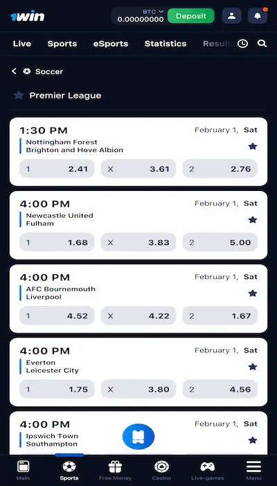 Odds at 1Win