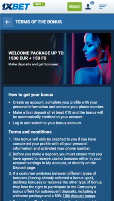 1xbet casino offer