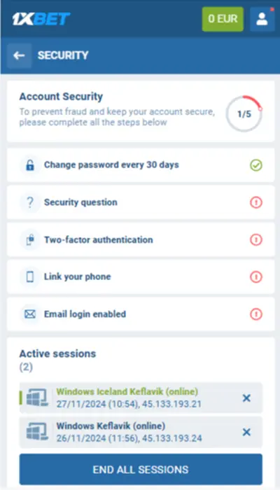 1xbet security page