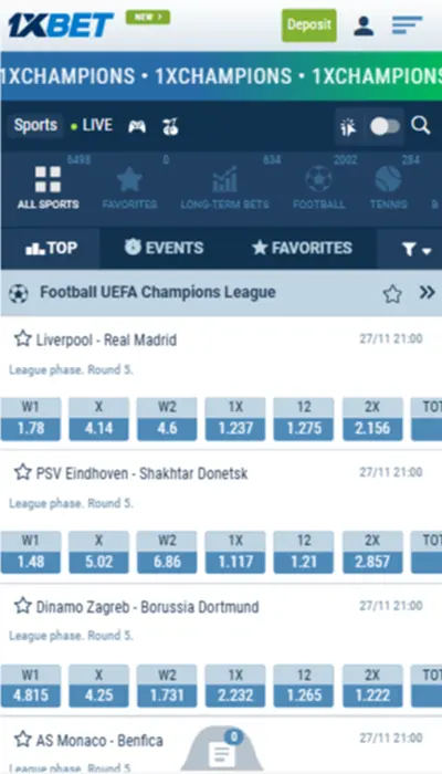 1xbet sports
