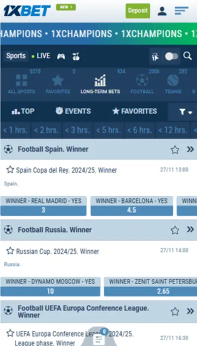 1xbet long term bets