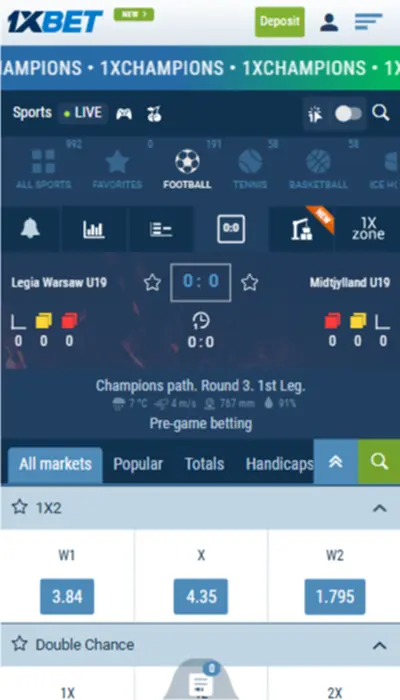 1xbet live betting