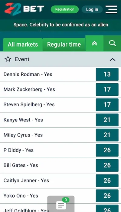 Special bets - 22Bet