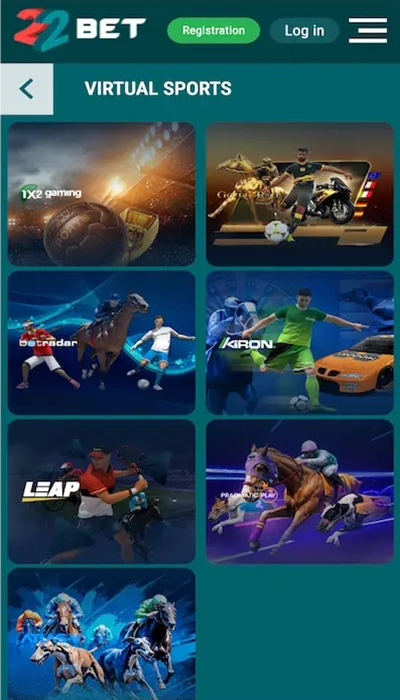 Virtual sports at 22Bet
