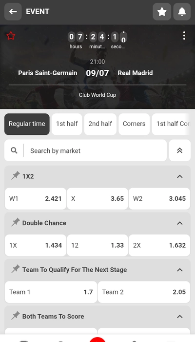 Betting odds - 888Starz