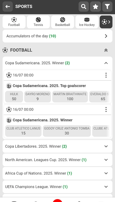 Outright bets - 888Starz