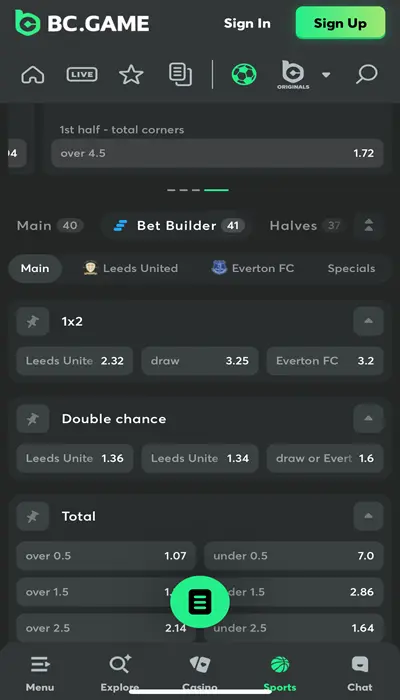 bcgame odds