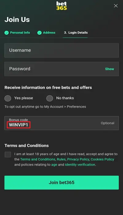 bet365 sign up