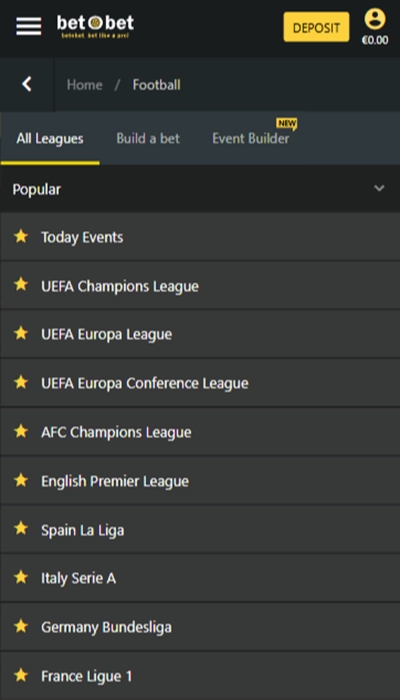 Competitions open to betting - betObet