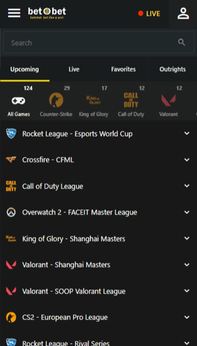 eSport betting at betObet