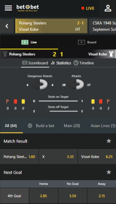 Live betting at betObet